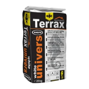 GBC Terrax Univers White – Бяла лепило-шпакловъчна циментова смес с фибри за ETICS